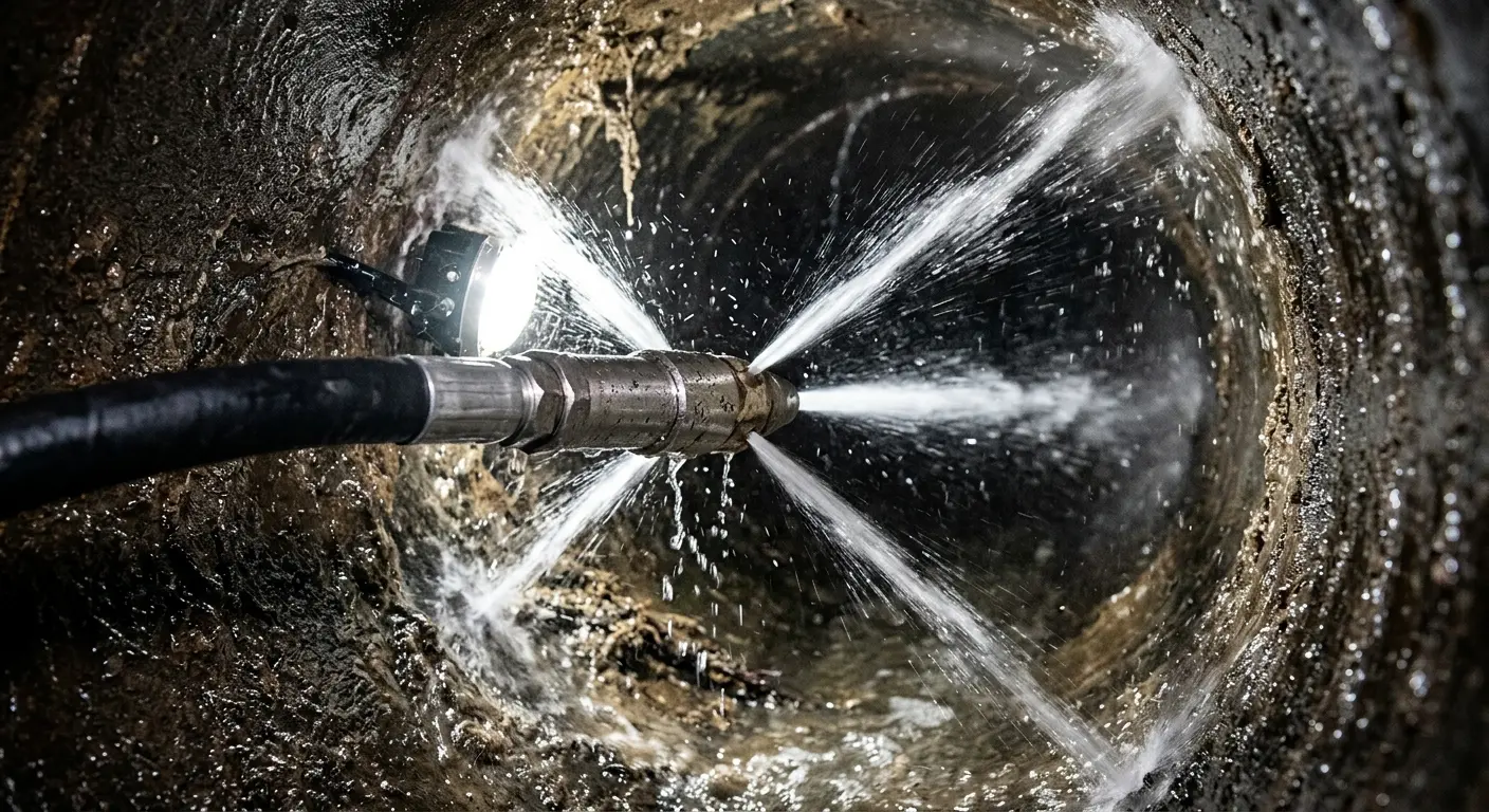 High-pressure hydro jetting nozzle cleaning sewer pipe for Storm Drain Cleaning in Swainsboro